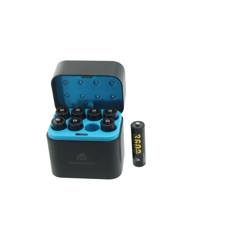 Homesuit 8 Slot AA Lithium Rechargeable Battery Charger Set 3600mWh 1.5V USB-C